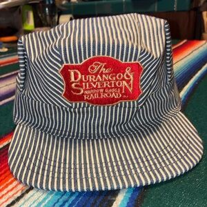 Vintage Durango & Silverton Railroad Engineer Hat Hickory Stripe Cap Made in USA